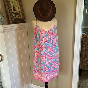 Lilly Pulitzer Floral Sleeveless Dress in Pink and Blue size M
